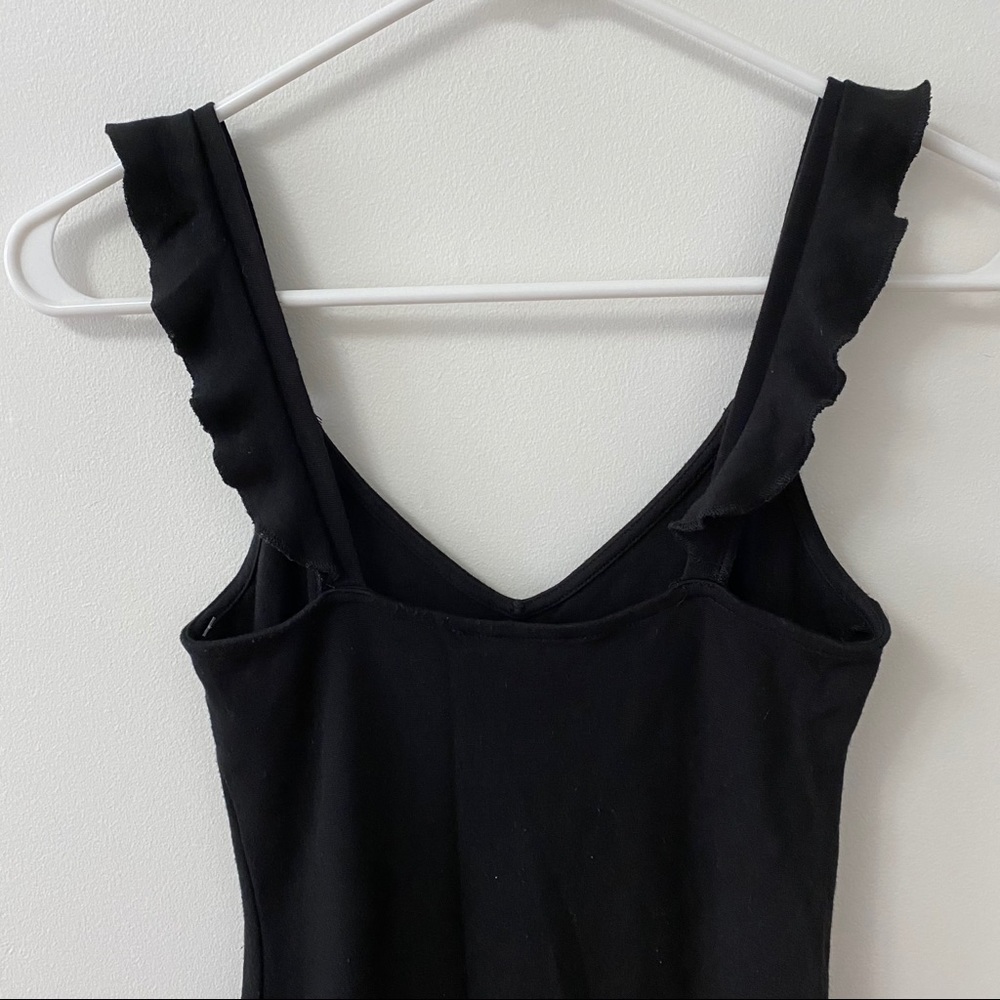 FOREVER 21 BLACK BODYCON RUFFLE STRAP DRESS - Picture 6 of 7